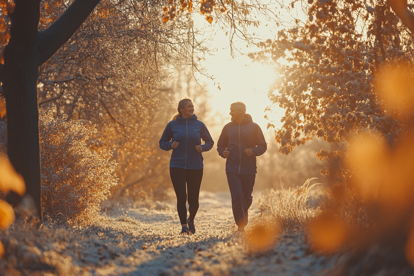 Група старших людей займається фітнесом на природі